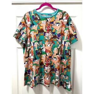Cakeworthy x Disney Unisex 3XL Phineas and Ferb All Over Print T Shirt Perry